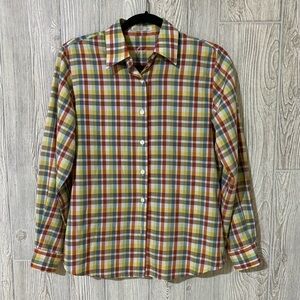 Foxcroft Long Sleeve Wrinkle Free Button Down Plaid Shirt Small